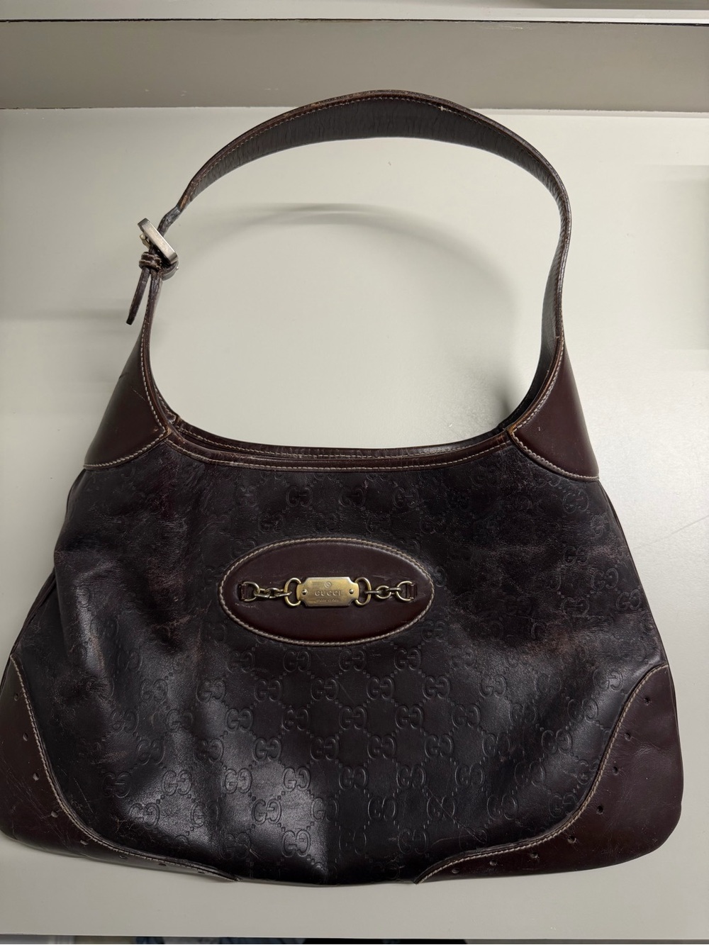 Gucci brown Guccisima leather shoulder bag